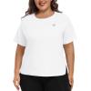 MoFiz Women’s Plus Size Workout Tops Short Sleeve Running Shirts UPF 50+ Hiking T-Shirts Quick Dry Athletic Top(White)