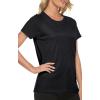 MoFiz Women’s Short Sleeve UPF 50+ Sun Protection Sports T-Shirt Quick Dry Running Workout Athletic Tee Top(Black)