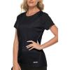 MoFiz Women’s Short Sleeve UPF 50+ Sun Protection Sports T-Shirt Quick Dry Running Workout Athletic Tee Top(Black)
