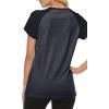 MoFiz Women’s Short Sleeve UPF 50+ Sun Protection Sports T-Shirt Quick Dry Running Workout Athletic Tee Top(Black Grey)