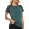 MoFiz Women’s Short Sleeve UPF 50+ Sun Protection Sports T-Shirt Quick Dry Running Workout Athletic Tee Top(Dark Green)