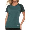 MoFiz Women’s Short Sleeve UPF 50+ Sun Protection Sports T-Shirt Quick Dry Running Workout Athletic Tee Top(Dark Green)