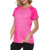MoFiz Women’s Short Sleeve UPF 50+ Sun Protection Sports T-Shirt Quick Dry Running Workout Athletic Tee Top(Rose Red)
