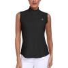 MoFiz Women’s Sleeveless Golf Shirt Collared 1/4 Zip Tennis Tank Tops UPF 50+ Quick-Dry Lightweight Athletic Polo Shirt(02 Black)