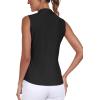 MoFiz Women’s Sleeveless Golf Shirt Collared 1/4 Zip Tennis Tank Tops UPF 50+ Quick-Dry Lightweight Athletic Polo Shirt(02 Black)