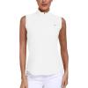 MoFiz Women’s Sleeveless Golf Shirt Collared 1/4 Zip Tennis Tank Tops UPF 50+ Quick-Dry Lightweight Athletic Polo Shirt(02 White)