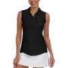 MoFiz Women’s Sleeveless Golf Shirt Collared 1/4 Zip Tennis Tank Tops UPF 50+ Quick-Dry Lightweight Athletic Polo Shirt(Black)
