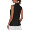 MoFiz Women’s Sleeveless Golf Shirt Collared 1/4 Zip Tennis Tank Tops UPF 50+ Quick-Dry Lightweight Athletic Polo Shirt(Black)