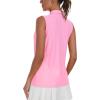 MoFiz Women’s Sleeveless Golf Shirt Collared 1/4 Zip Tennis Tank Tops UPF 50+ Quick-Dry Lightweight Athletic Polo Shirt(Pink)