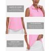 MoFiz Women’s Sleeveless Golf Shirt Collared 1/4 Zip Tennis Tank Tops UPF 50+ Quick-Dry Lightweight Athletic Polo Shirt(Pink)