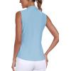 MoFiz Women’s Sleeveless Golf Shirt Collared 1/4 Zip Tennis Tank Tops UPF 50+ Quick-Dry Lightweight Athletic Polo Shirt(Sky Blue)