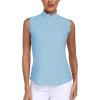 MoFiz Women’s Sleeveless Golf Shirt Collared 1/4 Zip Tennis Tank Tops UPF 50+ Quick-Dry Lightweight Athletic Polo Shirt(Sky Blue)