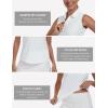 MoFiz Women’s Sleeveless Golf Shirt Collared 1/4 Zip Tennis Tank Tops UPF 50+ Quick-Dry Lightweight Athletic Polo Shirt(White)