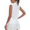 MoFiz Women’s Sleeveless Golf Shirt Collared 1/4 Zip Tennis Tank Tops UPF 50+ Quick-Dry Lightweight Athletic Polo Shirt(White)