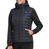 MoFiz Women’s Softshell Jacket with Hood Fleece Lined Warm Lightweight Waterproof Insulated Fall Running Coat(Black)