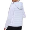 MoFiz Women’s Softshell Jacket with Hood Fleece Lined Warm Lightweight Waterproof Insulated Fall Running Coat(White)