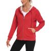 MoFiz Womens Zip up Hoodie Fleece Lined Warm Jackets Winter Thick Hoodies with Pockets(Red)