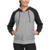 MoFiz Zip Up Hoodie Jackets For Women Warm Winter Jackets Soft Thermal Hoodie Sweatshirts For Women Light Gray+Gray Medium