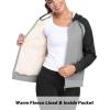 MoFiz Zip Up Hoodie Jackets For Women Warm Winter Jackets Soft Thermal Hoodie Sweatshirts For Women Light Gray+Gray Medium
