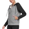 MoFiz Zip Up Hoodie Jackets For Women Warm Winter Jackets Soft Thermal Hoodie Sweatshirts For Women Light Gray+Gray Medium