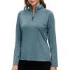 Womens 1/4 Zip Golf Shirt Long Sleeve Lightweight Golf Pullover Outdoor Athletic Tennis Polo Shirts(Asea Blue)