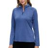 Womens 1/4 Zip Golf Shirt Long Sleeve Lightweight Golf Pullover Outdoor Athletic Tennis Polo Shirts(Asky Blue)