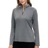 Womens 1/4 Zip Golf Shirt Long Sleeve Lightweight Golf Pullover Outdoor Athletic Tennis Polo Shirts(Gray)