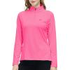 Womens 1/4 Zip Golf Shirt Long Sleeve Lightweight Golf Pullover Outdoor Athletic Tennis Polo Shirts(Roes)