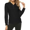 Womens Golf Tennis Polo Shirts Long Sleeve Sun Protection Quick Dry Lightweight Casual Button Sports Athletic Tops Black X-Large