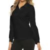 Womens Golf Tennis Polo Shirts Long Sleeve Sun Protection Quick Dry Lightweight Casual Button Sports Athletic Tops Black X-Large