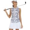 Women’s Sleeveless Tennis Shirt Golf Shirts for Women Quick Dry Pickleball Shirts UPF 50+ Sportswear T-Shirts with Zipper(Ad-camouflage Grey)