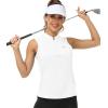 Women’s Sleeveless Tennis Shirt Golf Shirts for Women Quick Dry Pickleball Shirts UPF 50+ Sportswear T-Shirts with Zipper(Af-white)