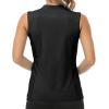 Women’s Sleeveless Tennis Shirt Golf Shirts for Women Quick Dry Pickleball Shirts UPF 50+ Sportswear T-Shirts with Zipper(Black)