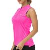 Women’s Sleeveless Tennis Shirt Golf Shirts for Women Quick Dry Pickleball Shirts UPF 50+ Sportswear T-Shirts with Zipper(Rose Red)
