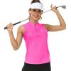 Women’s Sleeveless Tennis Shirt Golf Shirts for Women Quick Dry Pickleball Shirts UPF 50+ Sportswear T-Shirts with Zipper(Rose Red)