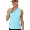 Women’s Sleeveless Tennis Shirt Golf Shirts for Women Quick Dry Pickleball Shirts UPF 50+ Sportswear T-Shirts with Zipper(Sky Blue)