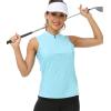 Women’s Sleeveless Tennis Shirt Golf Shirts for Women Quick Dry Pickleball Shirts UPF 50+ Sportswear T-Shirts with Zipper(Sky Blue)