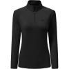 AIRIKE Long Sleeve Golf Polo Shirts for Women Stand Up Collar Thermal Fleece Womens Tank Top(Black)