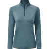AIRIKE Long Sleeve Golf Polo Shirts for Women Stand Up Collar Thermal Fleece Womens Tank Top(Blue 1)