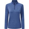AIRIKE Long Sleeve Golf Polo Shirts for Women Stand Up Collar Thermal Fleece Womens Tank Top(Blue 2)