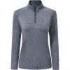 AIRIKE Long Sleeve Golf Polo Shirts for Women Stand Up Collar Thermal Fleece Womens Tank Top(Grey)