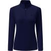 AIRIKE Long Sleeve Golf Polo Shirts for Women Stand Up Collar Thermal Fleece Womens Tank Top(Navy)