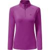 AIRIKE Long Sleeve Golf Polo Shirts for Women Stand Up Collar Thermal Fleece Womens Tank Top(Purple-red)