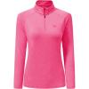 AIRIKE Long Sleeve Golf Polo Shirts for Women Stand Up Collar Thermal Fleece Womens Tank Top(Rose-red)