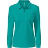 JINSHI Women’s Golf Polo Shirt Long Sleeves Zip Up Sport Active Shirts Quick Dry Athletic T-Shirt Casual Tennis Tops Slim Fit(Green)