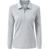 JINSHI Women’s Golf Polo Shirt Long Sleeves Zip Up Sport Active Shirts Quick Dry Athletic T-Shirt Casual Tennis Tops Slim Fit(Grey)
