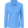 JINSHI Women’s Golf Polo Shirt Long Sleeves Zip Up Sport Active Shirts Quick Dry Athletic T-Shirt Casual Tennis Tops Slim Fit(Sky Blue)