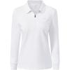 JINSHI Women’s Golf Polo Shirt Long Sleeves Zip Up Sport Active Shirts Quick Dry Athletic T-Shirt Casual Tennis Tops Slim Fit(White)