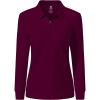 JINSHI Women’s Golf Polo Shirt Long Sleeves Zip Up Sport Active Shirts Quick Dry Athletic T-Shirt Casual Tennis Tops Slim Fit(Wine Red)