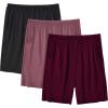 JINSHI Womens Pajama Shorts Soft Comfortable Lightweight Elastic Drawstring Modal Pajama Bottoms Lounge Shorts with Pockets(A03-wine Red/Pink/Black)